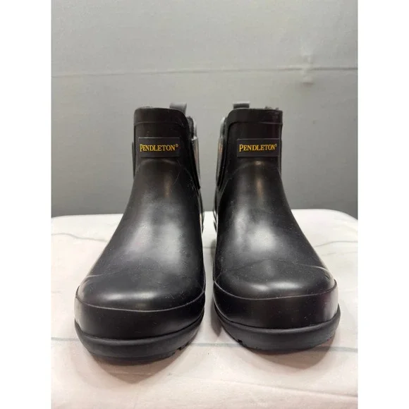 Pendleton Rain Boots Women Black Faux Fur Lined Southwestern Chelsea US 6 - Picture 4 of 10